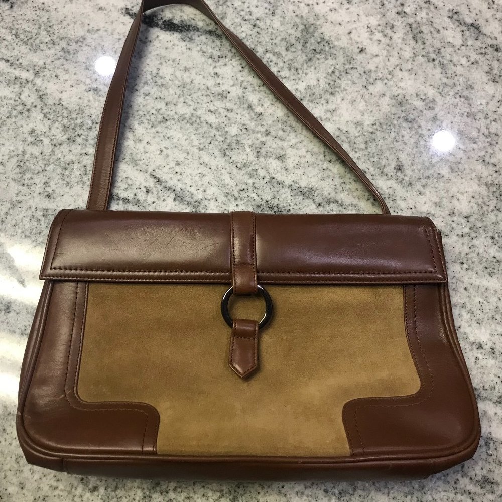 Vintage BCBG shoulder bag in brown suede